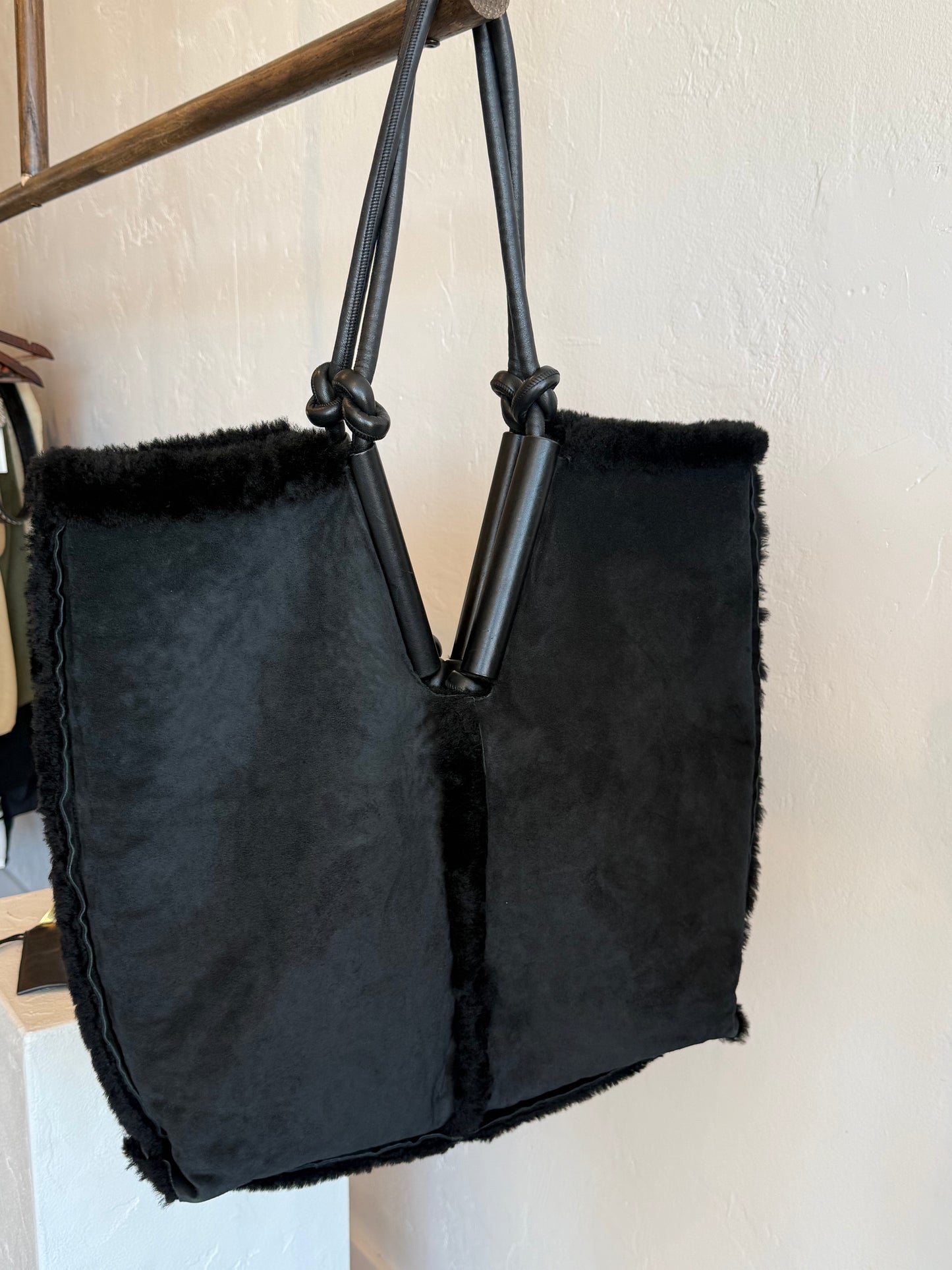 Matthieu Blazy Era Bottega Veneta Bolster Suede and Shearing Reversible Tote