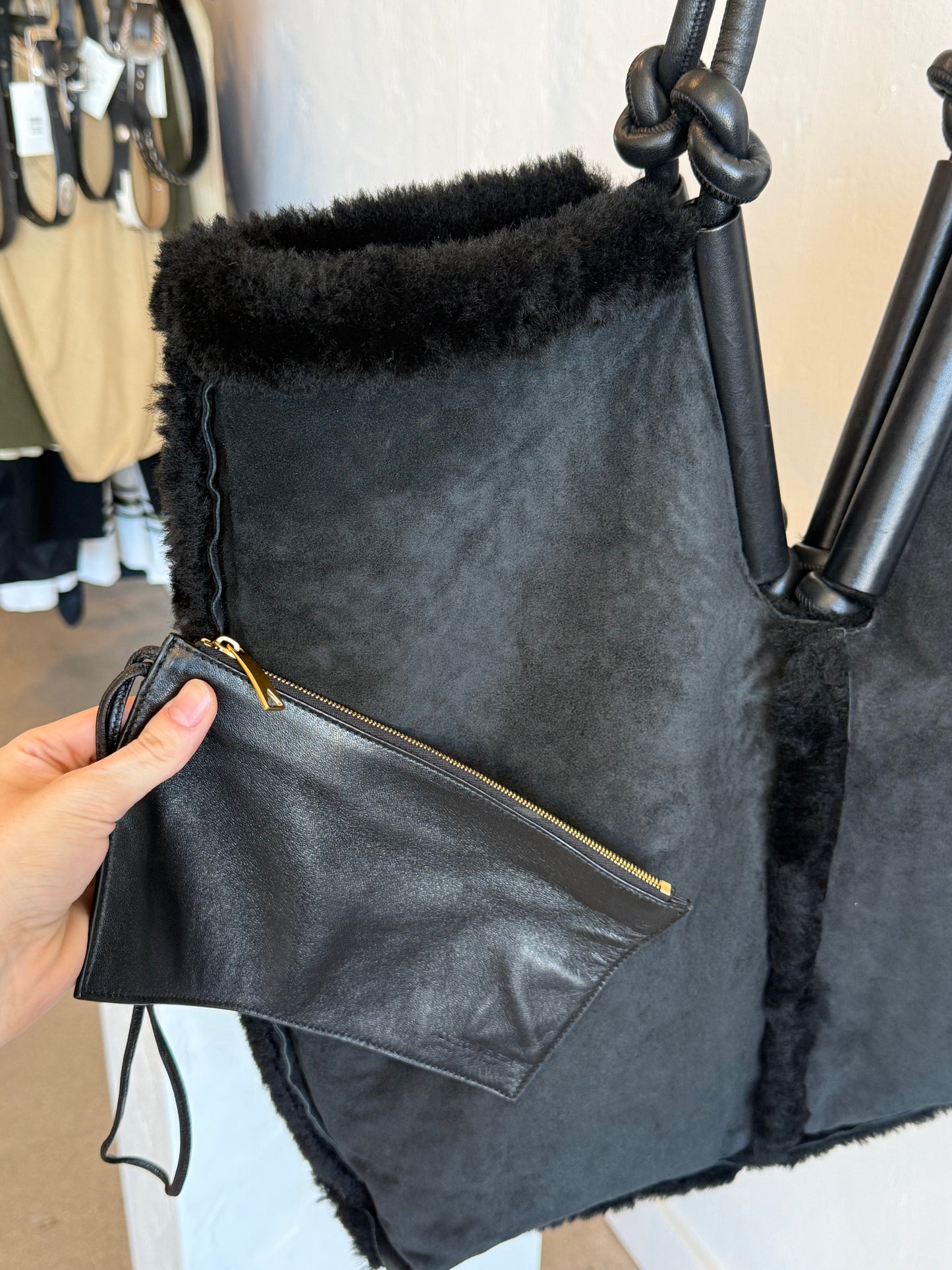 Matthieu Blazy Era Bottega Veneta Bolster Suede and Shearing Reversible Tote