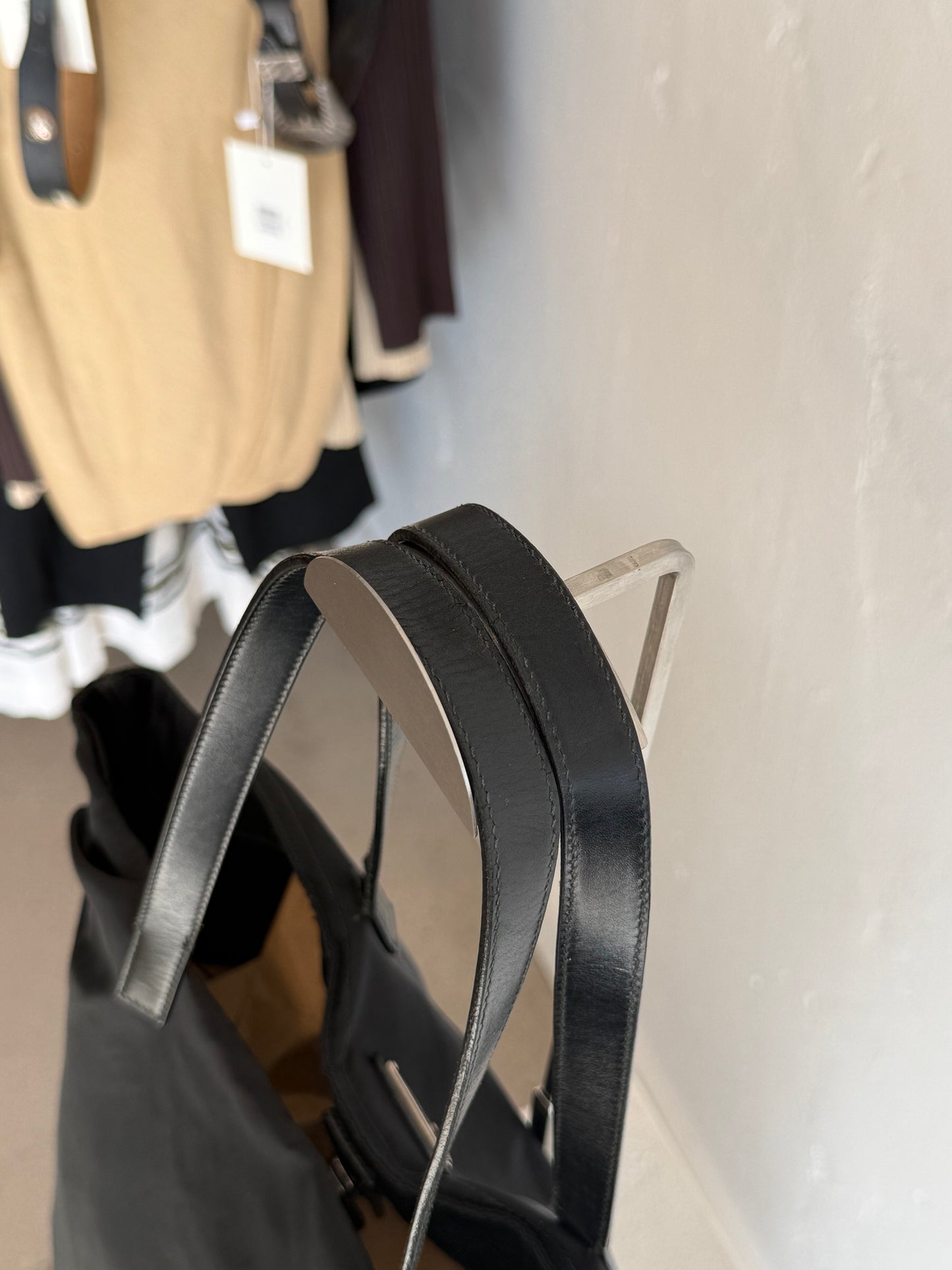 Vintage Prada Black Nylon Tote Bag with Leather Handles