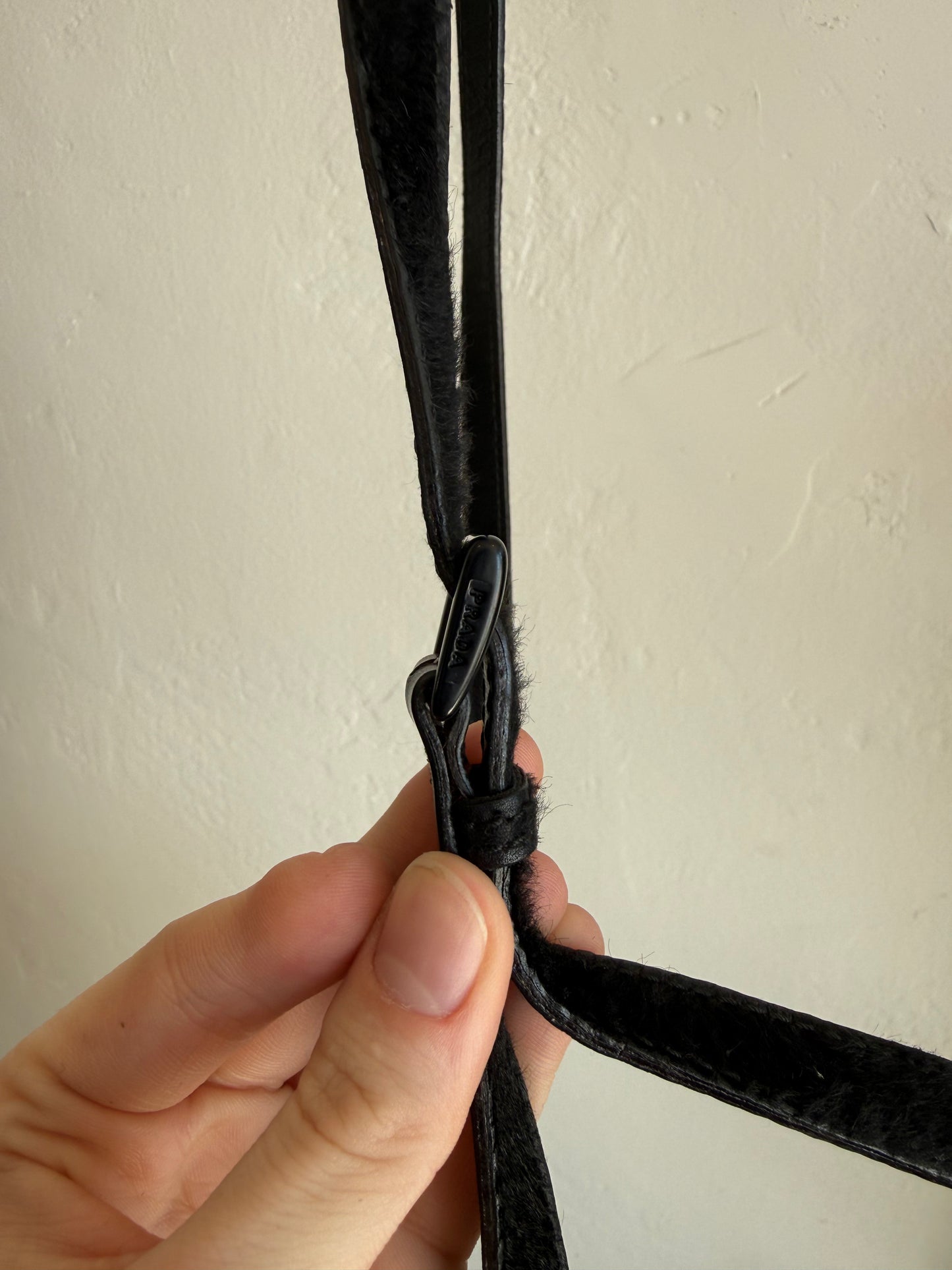 90s Prada Black Pony Hair Crossbody Bag