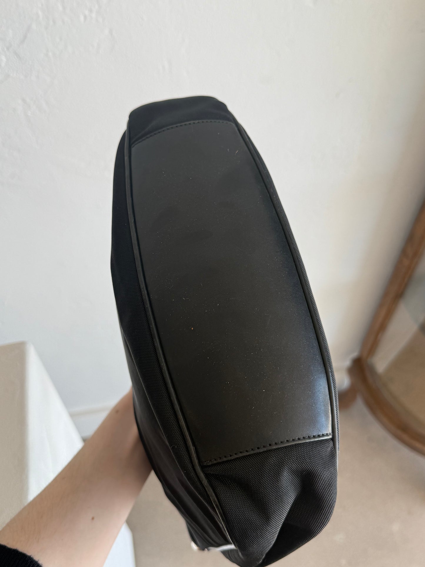 Vintage Gucci Black Nylon Hobo Bag with Bamboo Handle