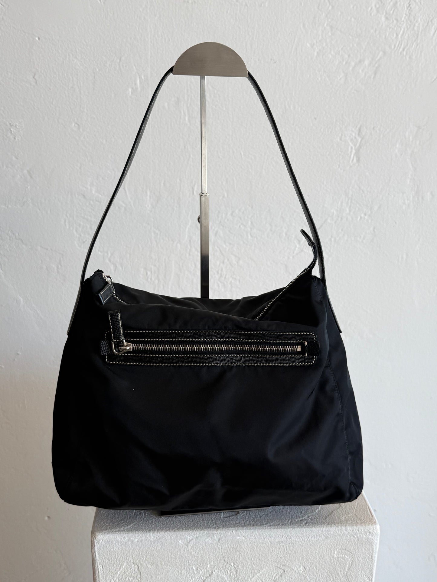 Prada Black Nylon Hobo Bag