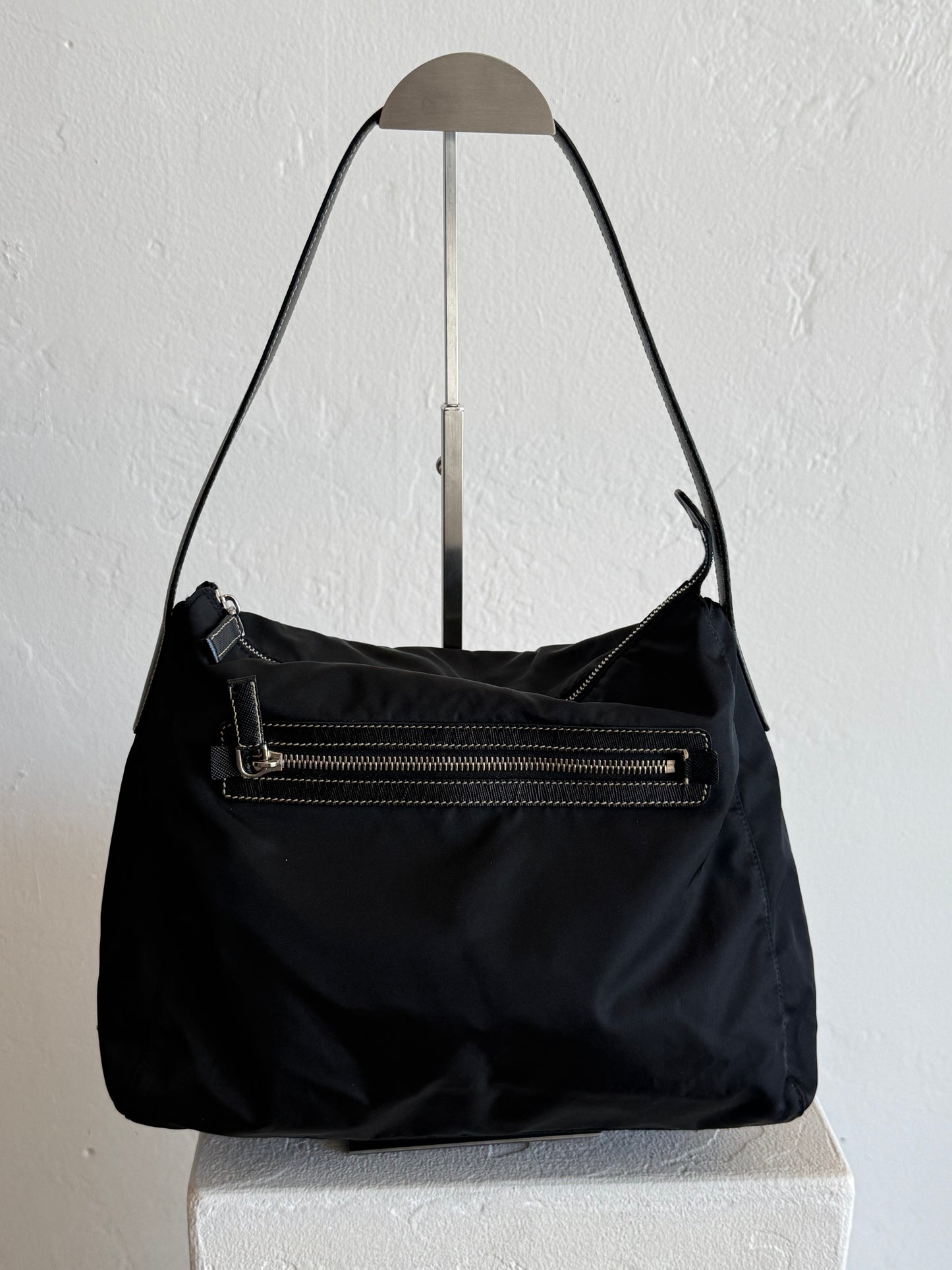 Prada Black Nylon Hobo Bag