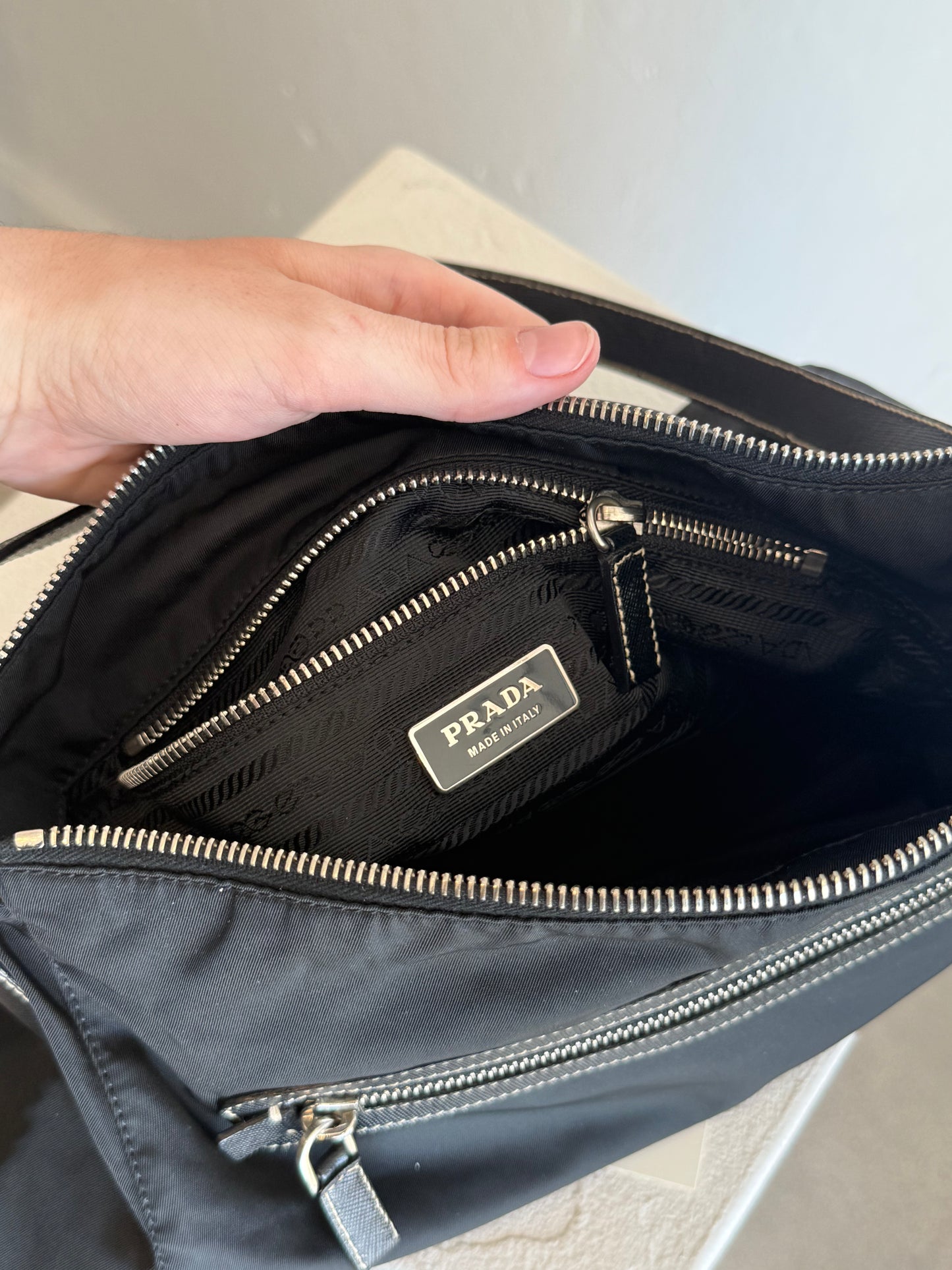 Prada Black Nylon Hobo Bag
