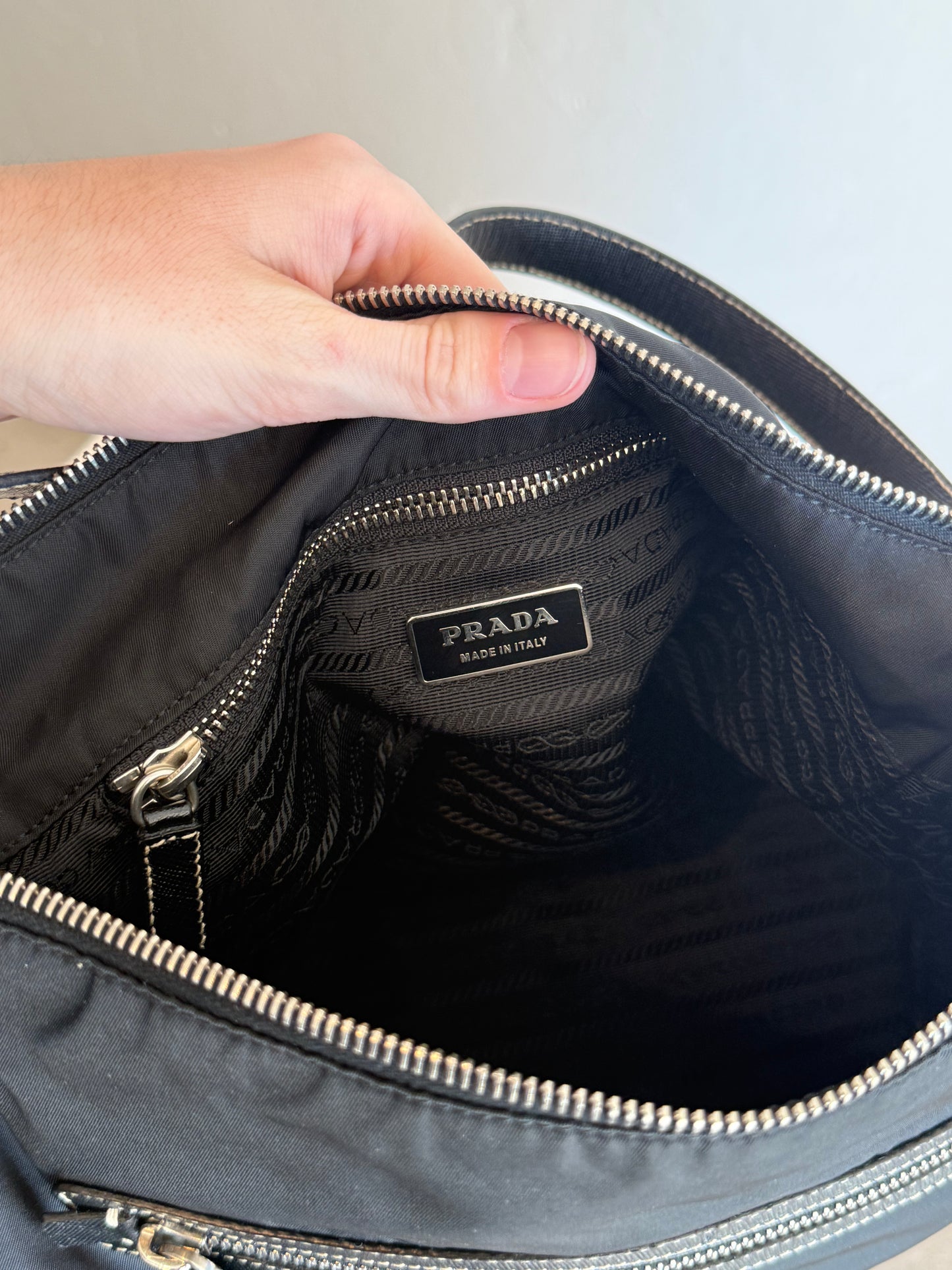 Prada Black Nylon Hobo Bag
