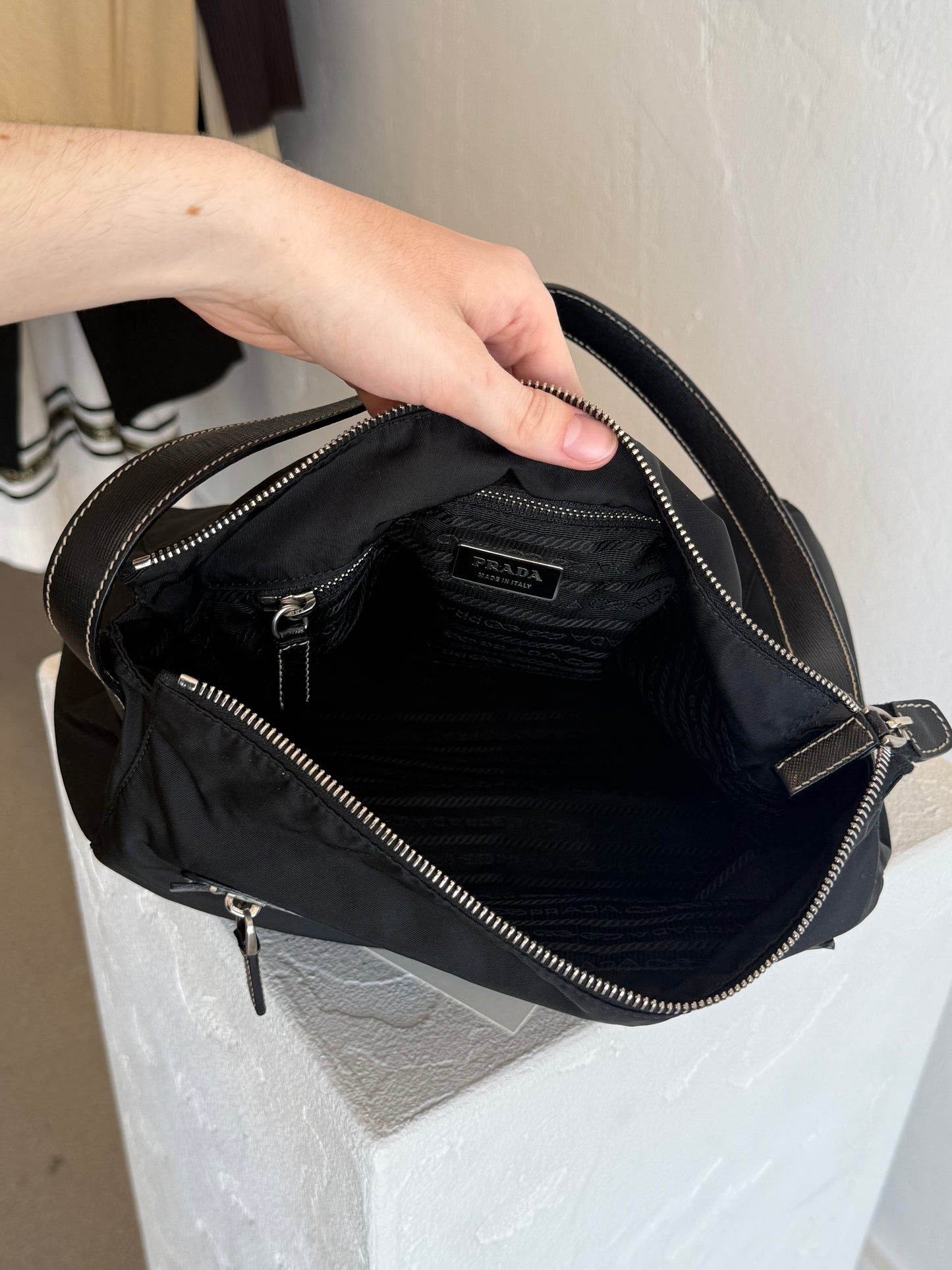 Prada Black Nylon Hobo Bag